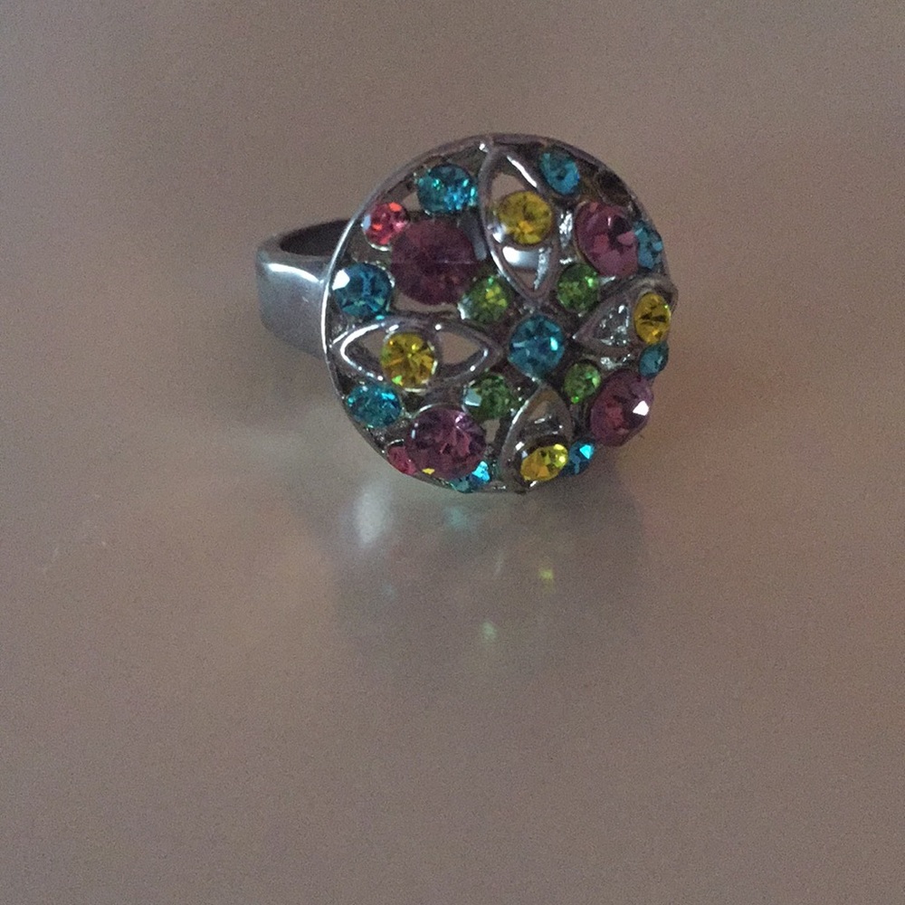 MULTICOLORED RHINESTONE RING